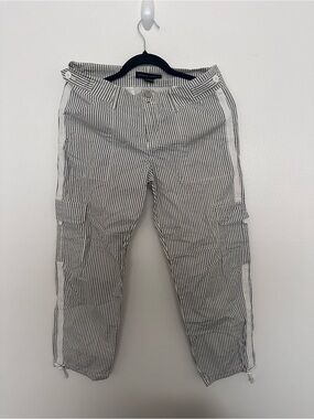 Anthropologie Black and White Striped Cargo Pants